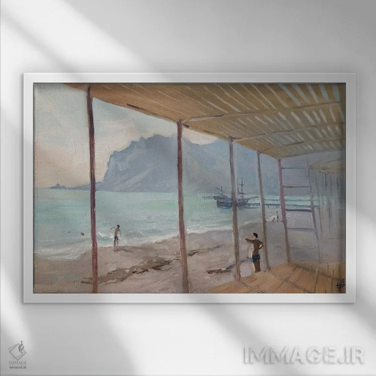 تابلو دکوراتیو شناگران پاییزی کوکتبل اثر کنتس آرت - نمای قابدار سفید