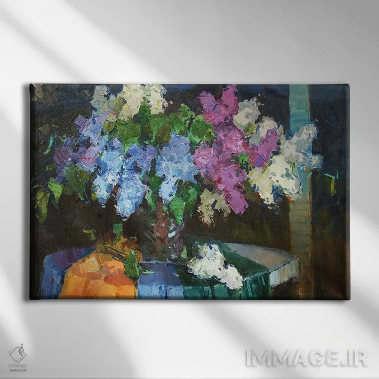 تابلو دکوراتیو یاس بنفش VI اثر کنتس آرت - نمای روبهرو روی دیوار