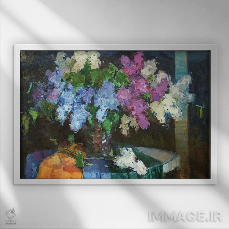 تابلو دکوراتیو یاس بنفش VI اثر کنتس آرت - نمای قابدار سفید