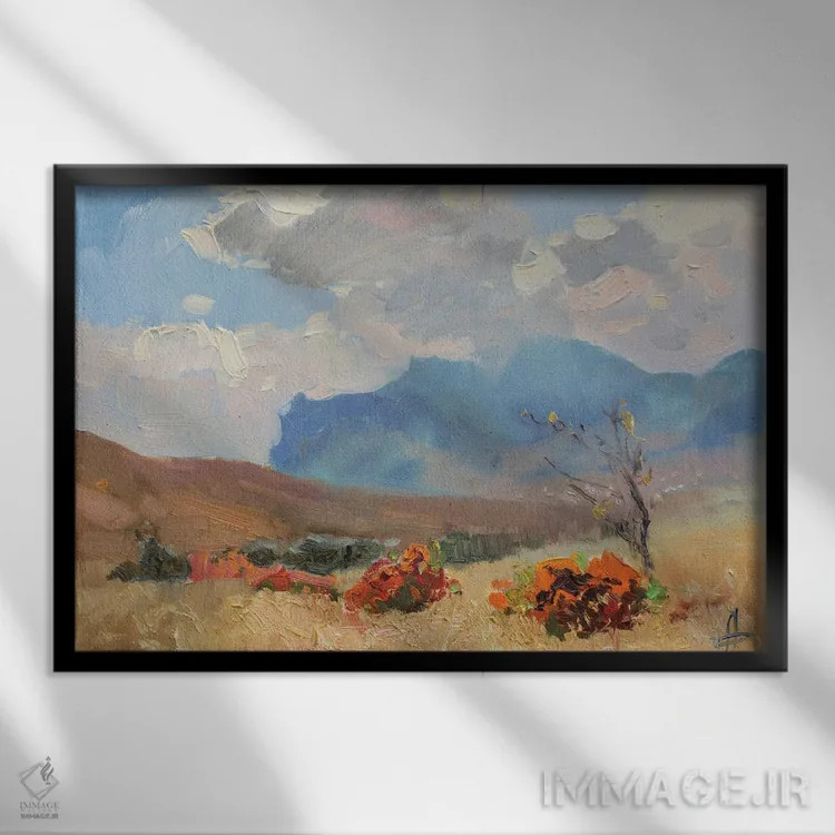 تابلو دکوراتیو پاییز در کوکتبل اثر کنتس آرت - نمای قابدار مشکی