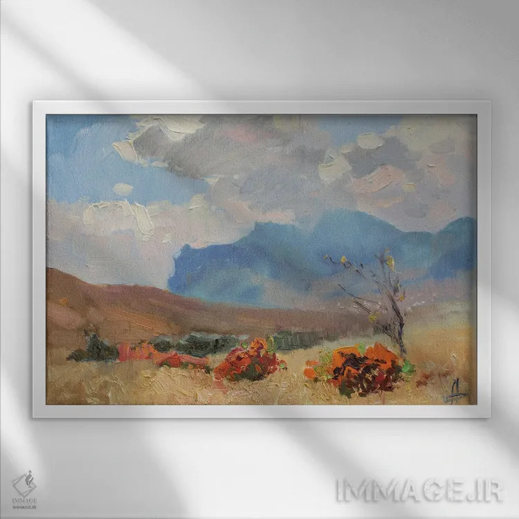 تابلو دکوراتیو پاییز در کوکتبل اثر کنتس آرت - نمای قابدار سفید