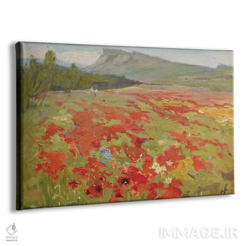 تابلو دکوراتیو مزرعه شقایق اثر کنتس آرت - نمای پرسپکتیو محصول