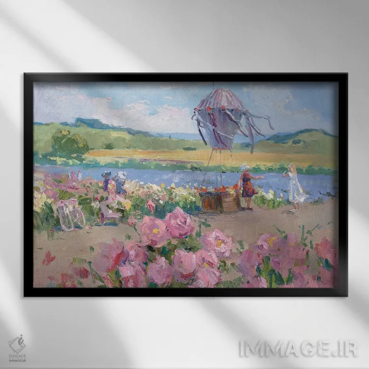 تابلو دکوراتیو جشنواره رز اثر کنتس آرت - نمای قابدار مشکی