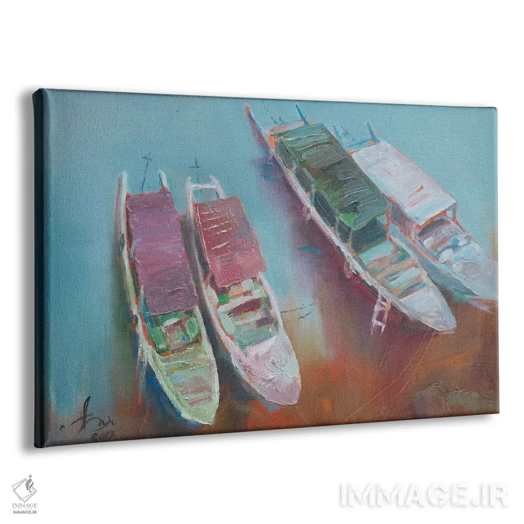 تابلو دکوراتیو کشتی های مسافربری در اسکله اثر کنتس آرت - نمای پرسپکتیو محصول