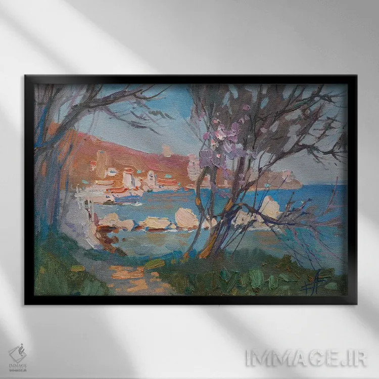 تابلو دکوراتیو بهار در سیمییز اثر کنتس آرت - نمای قابدار مشکی