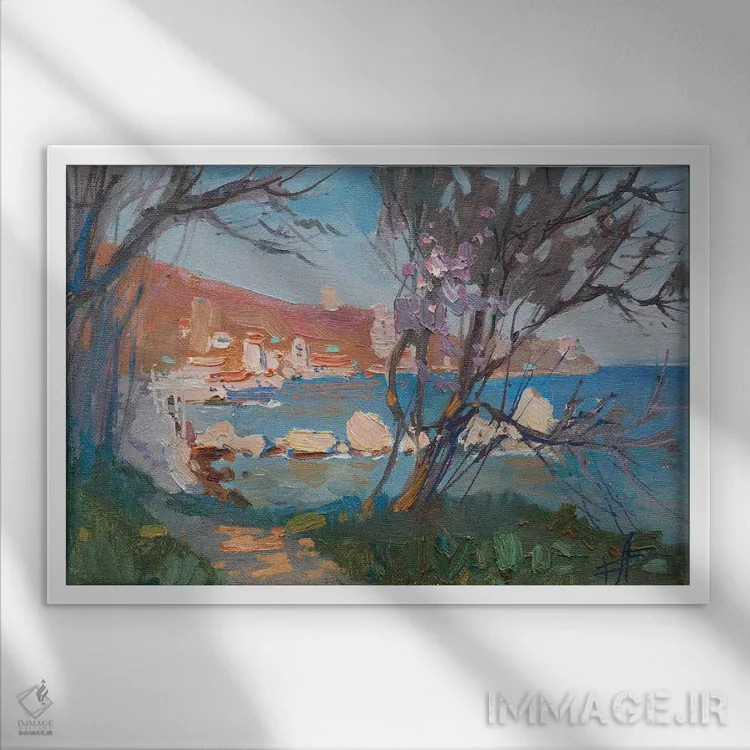 تابلو دکوراتیو بهار در سیمییز اثر کنتس آرت - نمای قابدار سفید