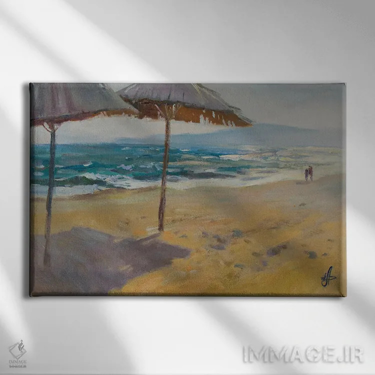 تابلو دکوراتیو ساحل آفتابی اثر کنتس آرت - نمای روبهرو روی دیوار