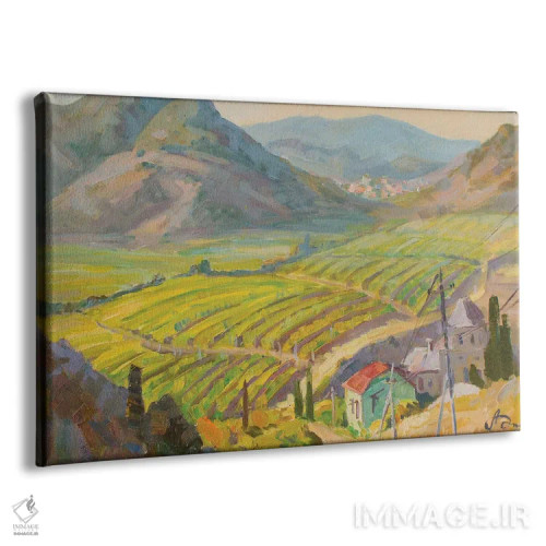 تابلو دکوراتیو تاکستان در کوه ها اثر کنتس آرت - نمای پرسپکتیو محصول