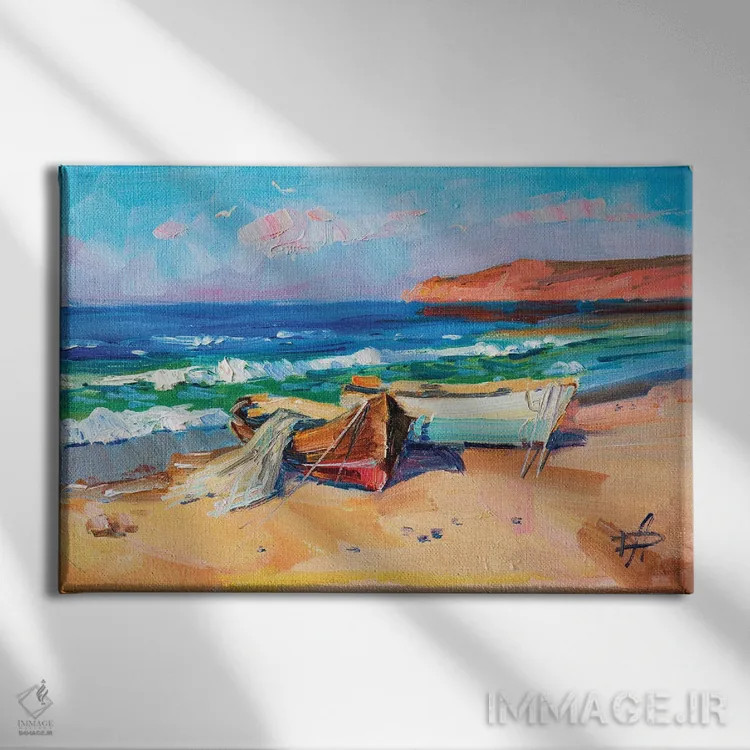 تابلو دکوراتیو قایق های ماهیگیری اثر کنتس آرت - نمای روبهرو روی دیوار