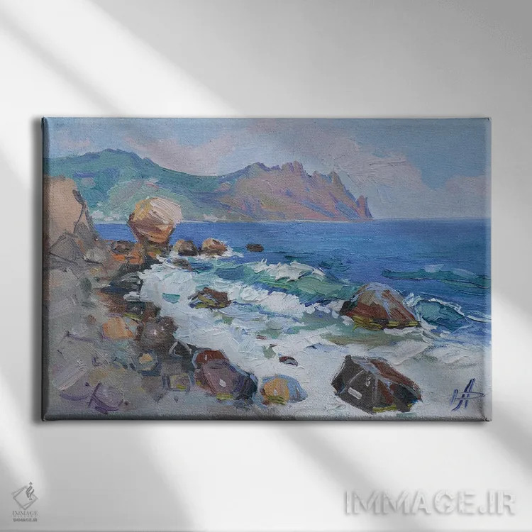 تابلو دکوراتیو شکست امواج اثر کنتس آرت - نمای روبهرو روی دیوار