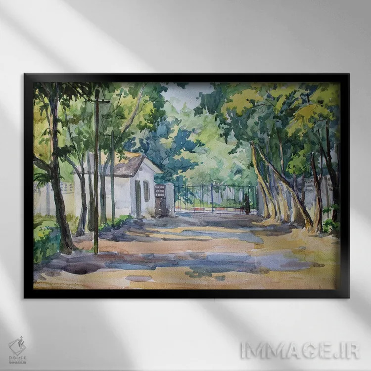 تابلو دکوراتیو یانگون در نیمروز اثر کنتس آرت - نمای قابدار مشکی