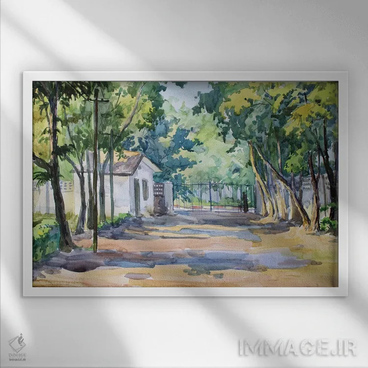 تابلو دکوراتیو یانگون در نیمروز اثر کنتس آرت - نمای قابدار سفید