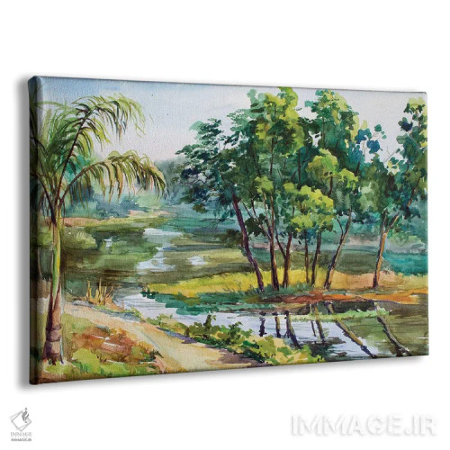 تابلو دکوراتیو ساحل رودخانه یانگون اثر کنتس آرت - نمای پرسپکتیو محصول