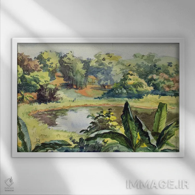 تابلو دکوراتیو استخر یانگون اثر کنتس آرت - نمای قابدار سفید