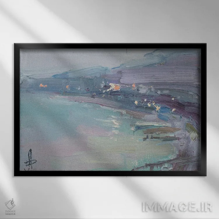 تابلو دکوراتیو کنار ساحل اثر کنتس آرت - نمای قابدار مشکی