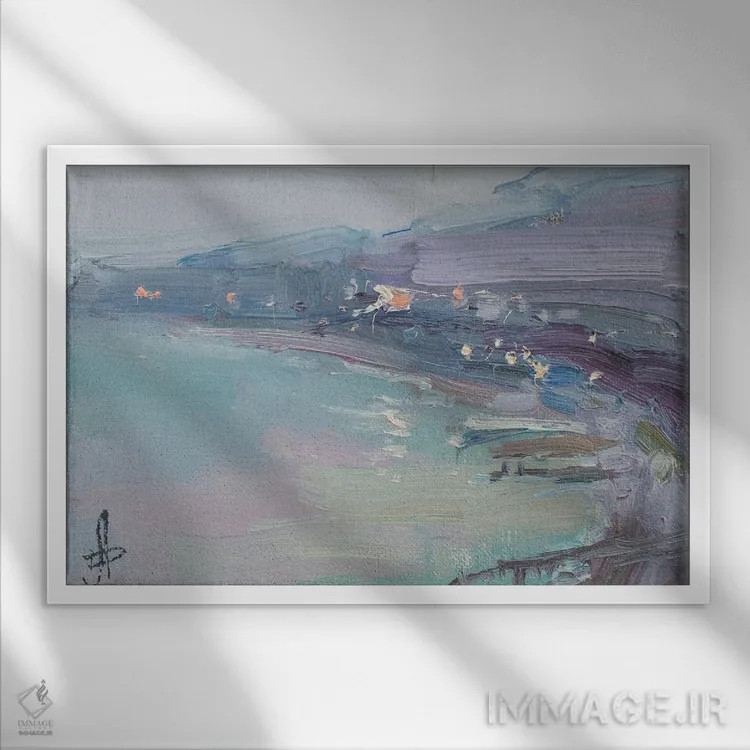 تابلو دکوراتیو کنار ساحل اثر کنتس آرت - نمای قابدار سفید