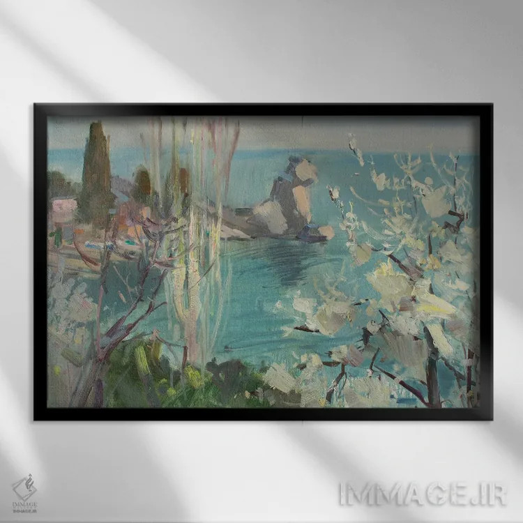 تابلو دکوراتیو بهار در کریمه اثر کنتس آرت - نمای قابدار مشکی