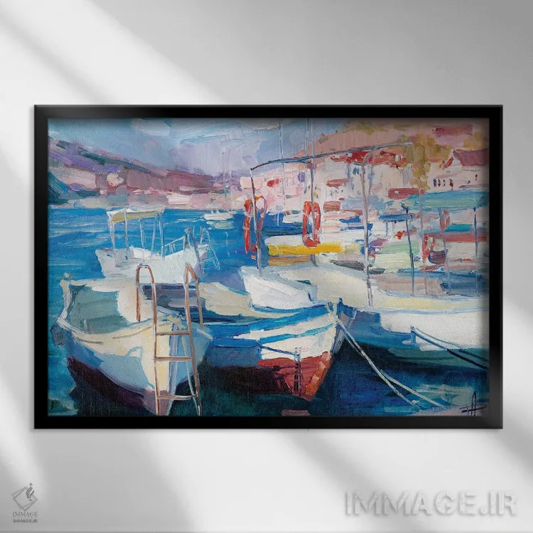 تابلو دکوراتیو قایق های بالاکلاوا اثر کنتس آرت - نمای قابدار مشکی