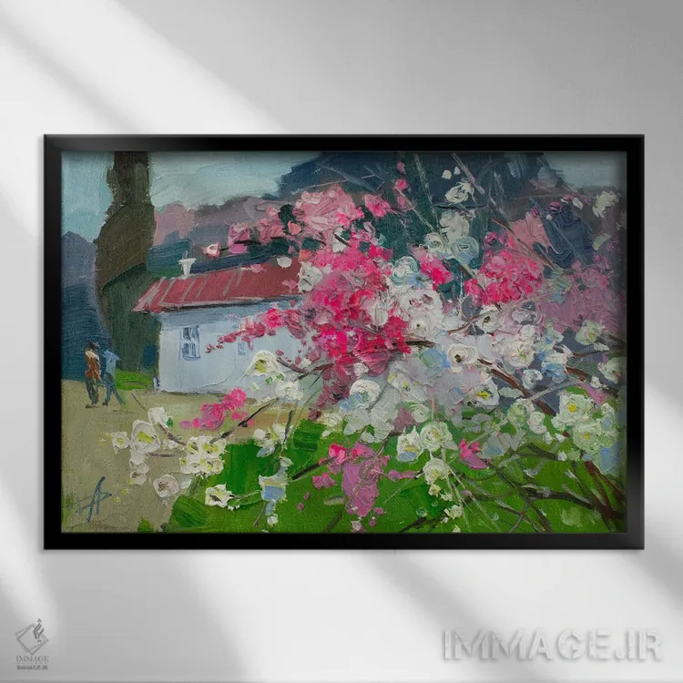 تابلو انتزاعی بهار اثر کنتس آرت - نمای قابدار مشکی