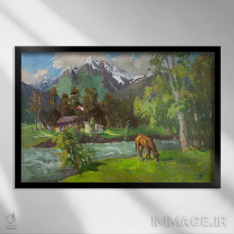 تابلو انتزاعی جویبارهای آرخیز اثر کنتس آرت - نمای قابدار مشکی