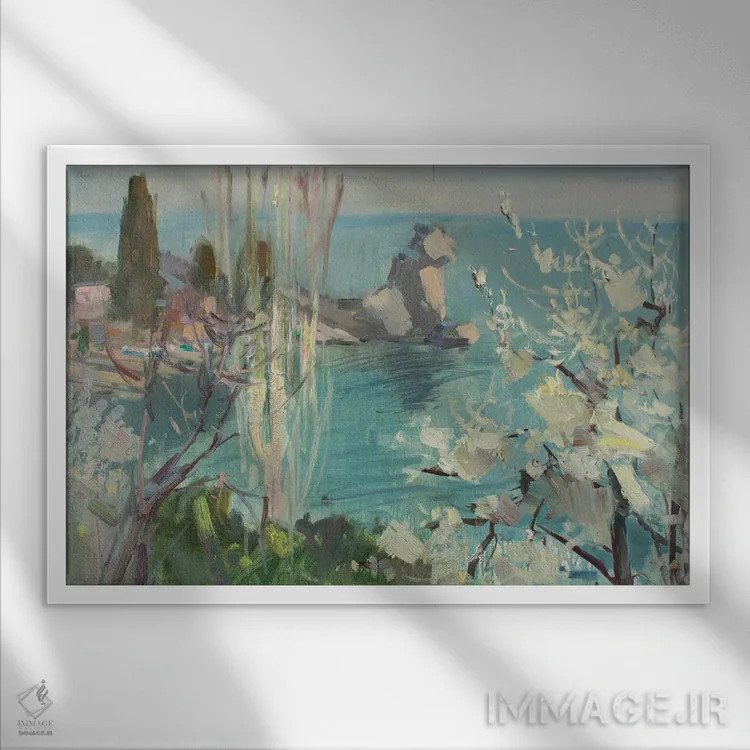 تابلو دکوراتیو بهار در کریمه اثر کنتس آرت - نمای قابدار سفید