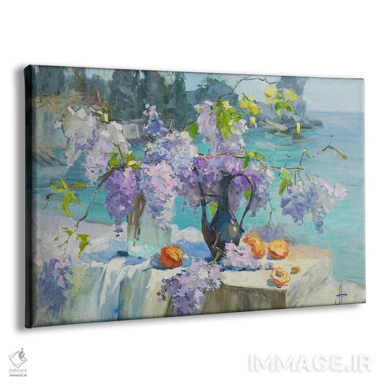 تابلو دکوراتیو طبیعت بی جان ویستریا شکوفا اثر کنتس آرت - نمای پرسپکتیو محصول