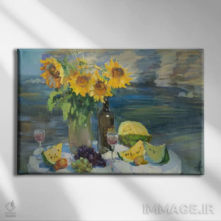 تابلو دکوراتیو هندوانه های زرد اثر کنتس آرت - نمای روبهرو روی دیوار