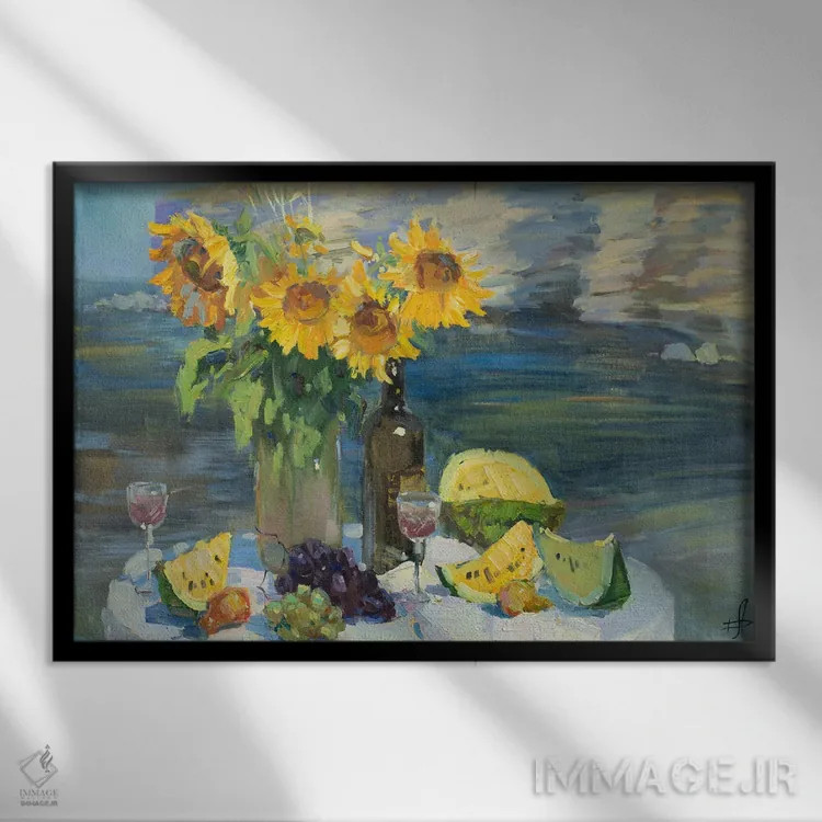 تابلو دکوراتیو هندوانه های زرد اثر کنتس آرت - نمای قابدار مشکی