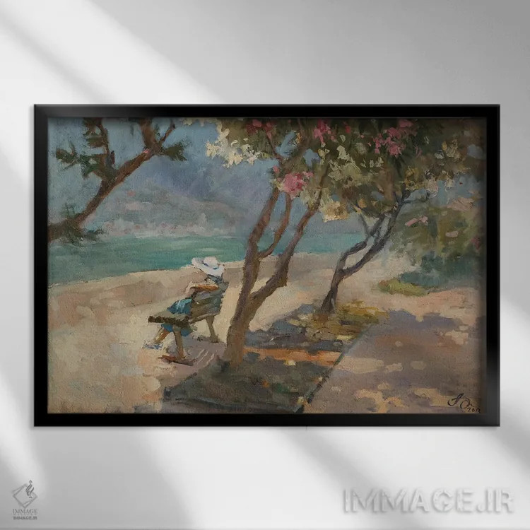 تابلو دکوراتیو ادنیوم ها در کتور مونته نگرو اثر کنتس آرت - نمای قابدار مشکی