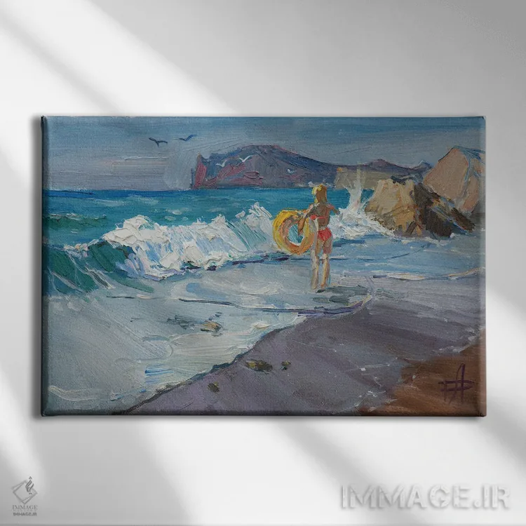 تابلو دکوراتیو شناگر اثر کنتس آرت - نمای روبهرو روی دیوار