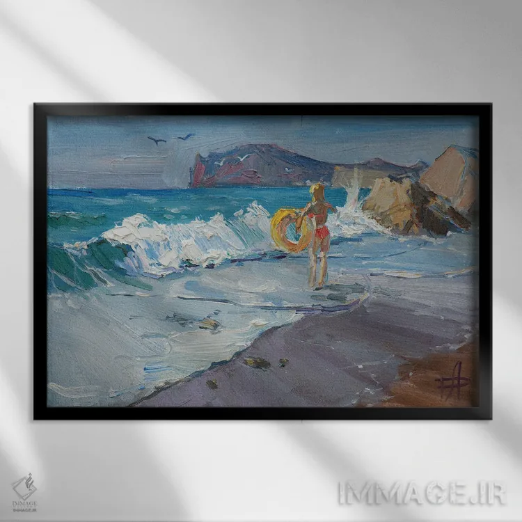 تابلو دکوراتیو شناگر اثر کنتس آرت - نمای قابدار مشکی