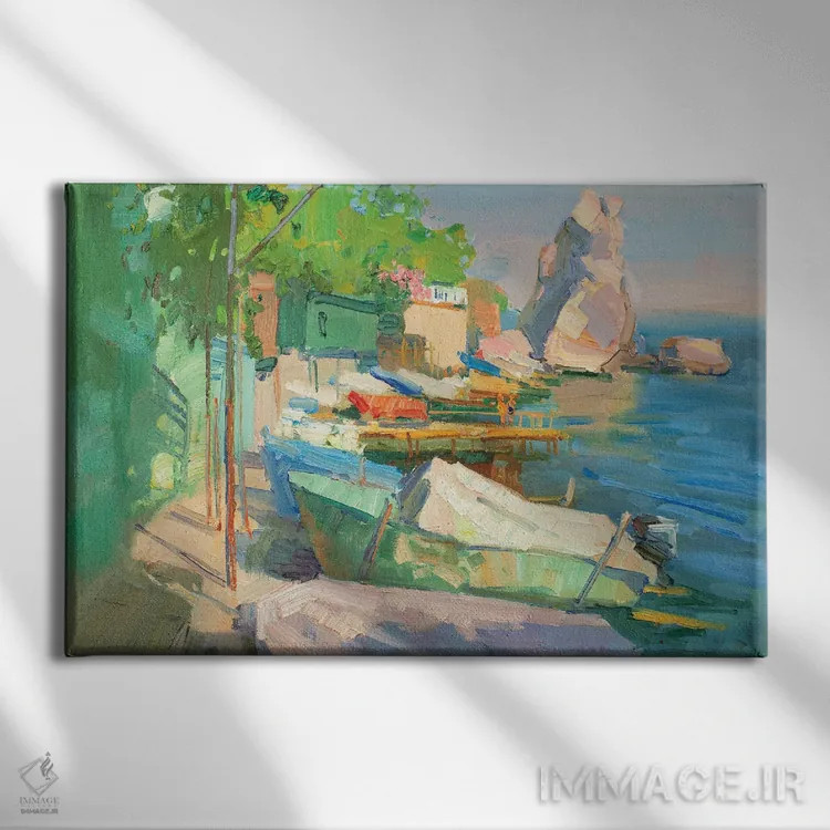 تابلو دکوراتیو ایستگاه قایق های تفریحی اثر کنتس آرت - نمای روبهرو روی دیوار