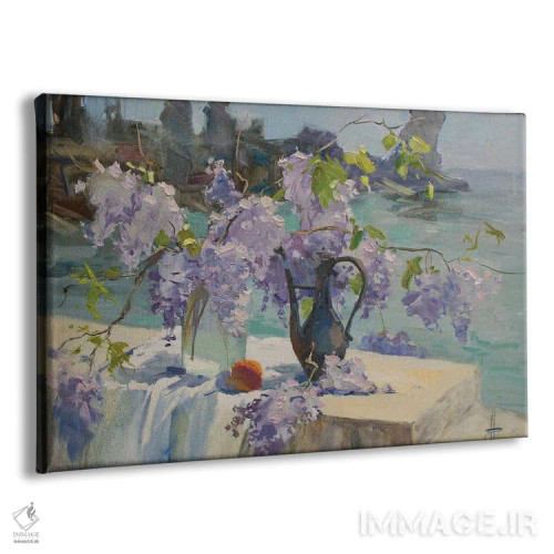 تابلو دکوراتیو طبیعت بی جان با ویستریا شکوفا در گورزوف اثر کنتس آرت - نمای پرسپکتیو محصول