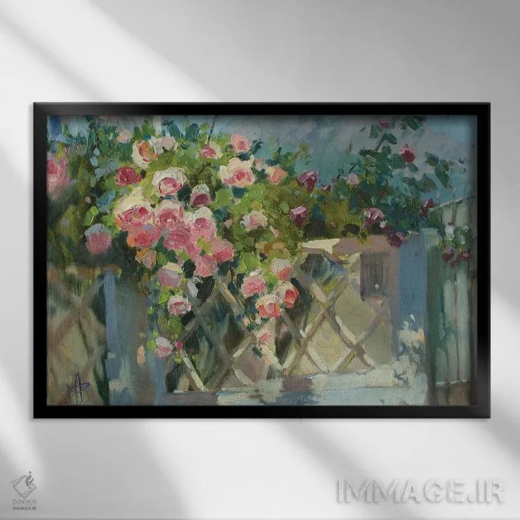 تابلو دکوراتیو رز و کاراداگ اثر کنتس آرت - نمای قابدار مشکی