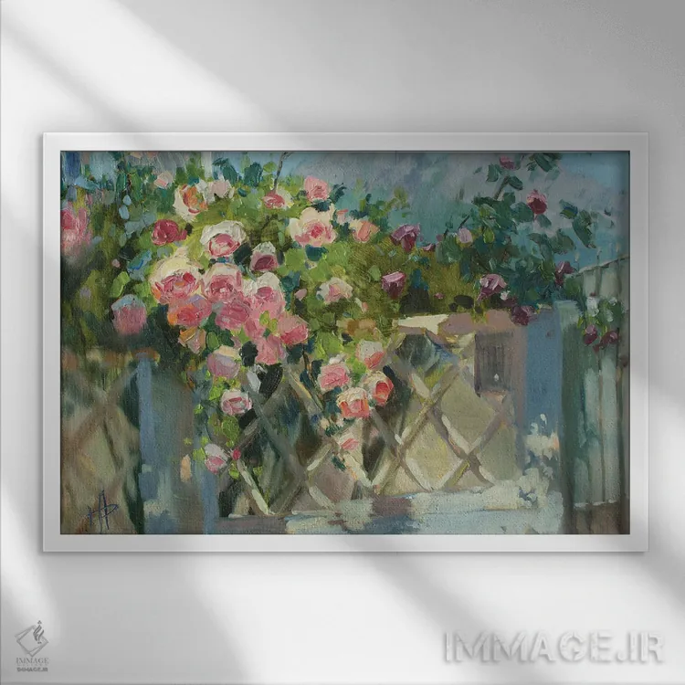 تابلو دکوراتیو رز و کاراداگ اثر کنتس آرت - نمای قابدار سفید