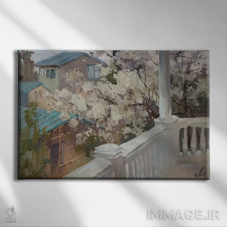 تابلو دکوراتیو تراس اثر کنتس آرت - نمای روبهرو روی دیوار