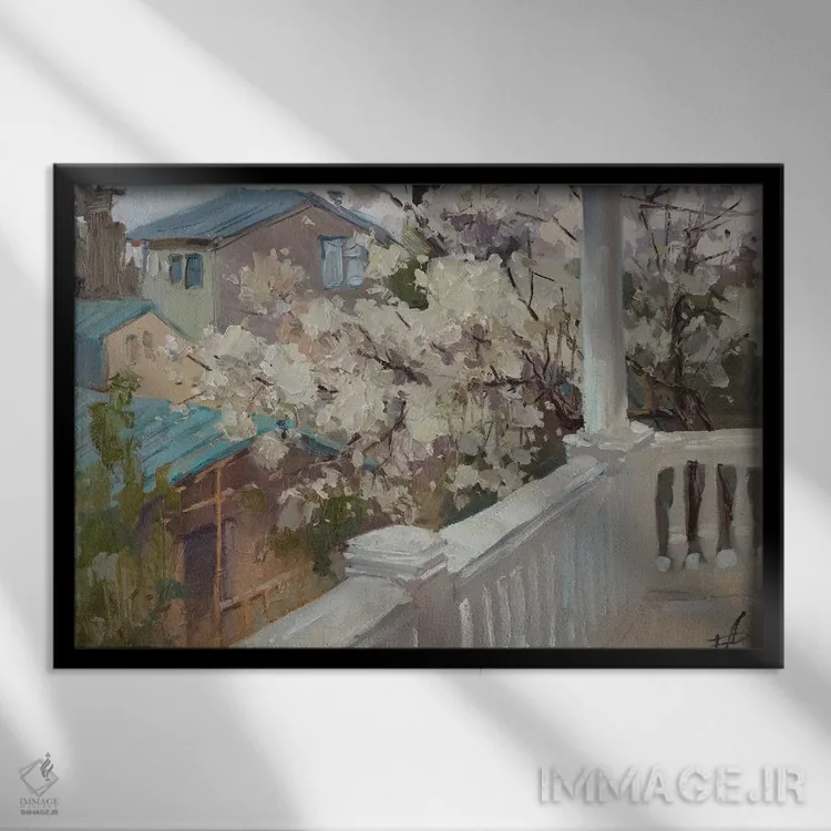 تابلو دکوراتیو تراس اثر کنتس آرت - نمای قابدار مشکی