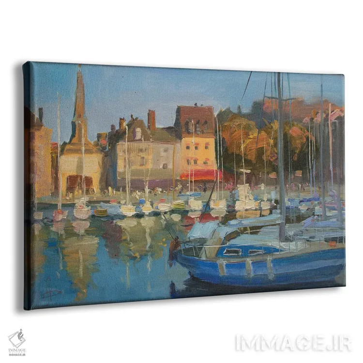 تابلو دکوراتیو قایق های تفریحی هونفلور فرانسه اثر کنتس آرت - نمای پرسپکتیو محصول