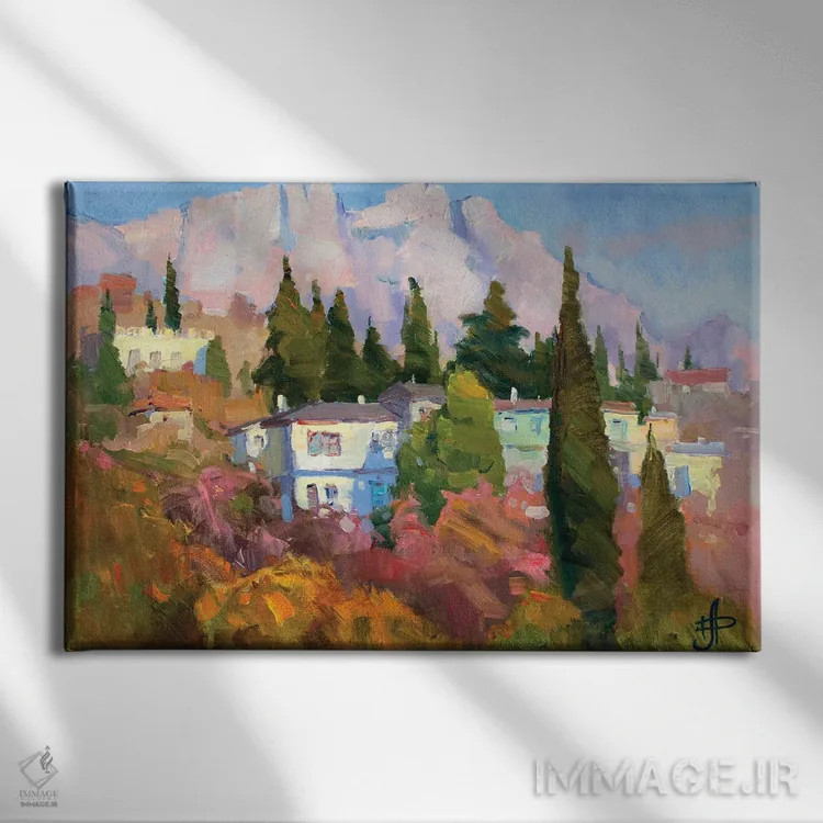 تابلو دکوراتیو آلوپکا در دامنه آی-پتری اثر کنتس آرت - نمای روبهرو روی دیوار