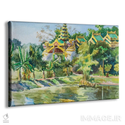 تابلو دکوراتیو معبد بودایی ارتش یانگون اثر کنتس آرت - نمای پرسپکتیو محصول