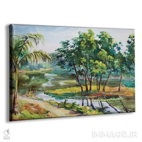 تابلو دکوراتیو ساحل رودخانه یانگون اثر کنتس آرت - نمای پرسپکتیو محصول