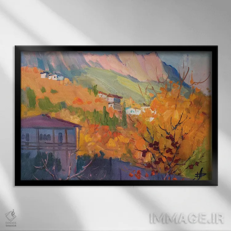 تابلو دکوراتیو عصر پاییزی در آلوپکا اثر کنتس آرت - نمای قابدار مشکی