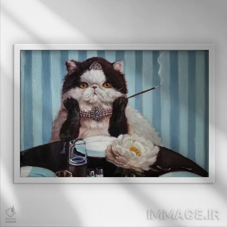 تابلو دکوراتیو صبحانه در تیفانی اثر لوسیا هفرنان - نمای قابدار سفید