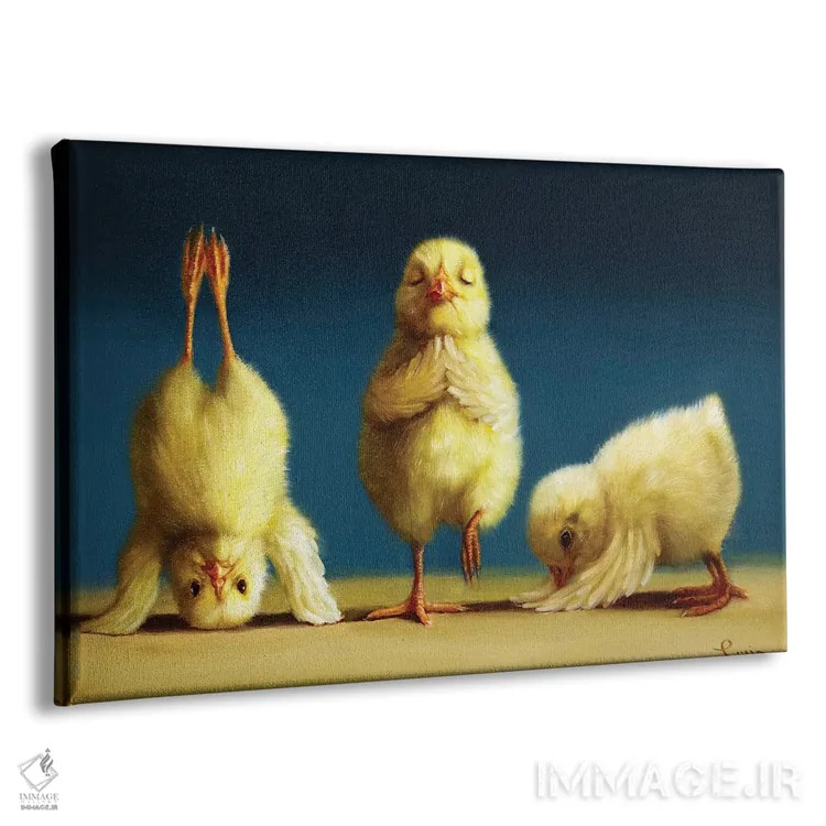 تابلو دکوراتیو جوجه های یوگاکار یک اثر لوسیا هفرنان - نمای پرسپکتیو محصول
