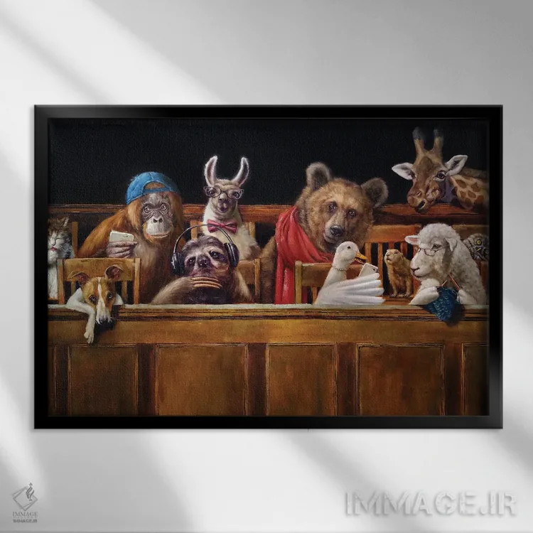 تابلو دکوراتیو ما هیئت منصفه اثر لوسیا هفرنان - نمای قابدار مشکی