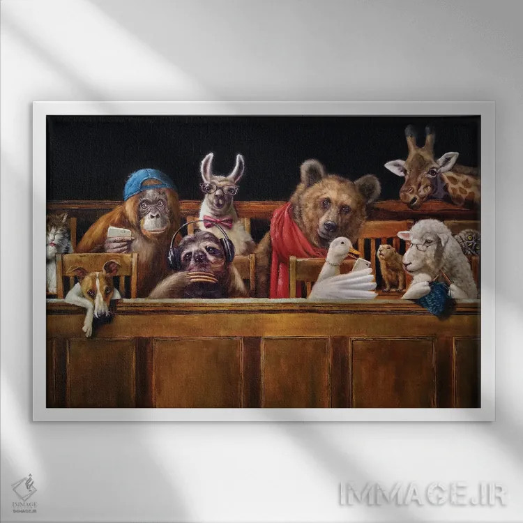 تابلو دکوراتیو ما هیئت منصفه اثر لوسیا هفرنان - نمای قابدار سفید