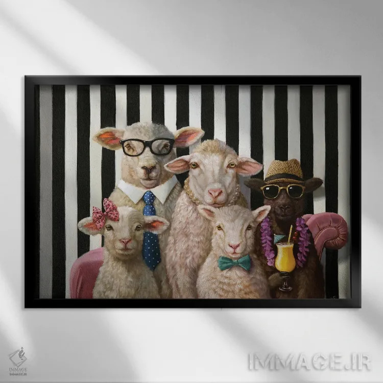 تابلو دکوراتیو پرتره خانوادگی اثر لوسیا هفرنان - نمای قابدار مشکی