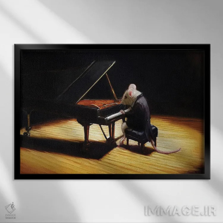 تابلو دکوراتیو پیانیست کوچک اثر لوسیا هفرنان - نمای قابدار مشکی