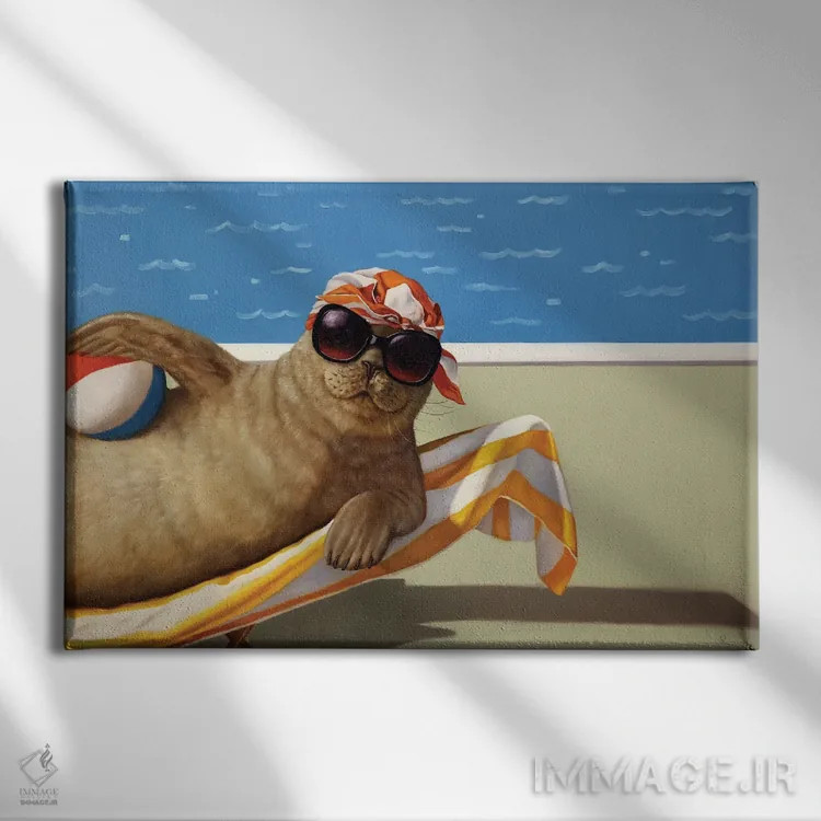 تابلو دکوراتیو زیبای در حال شنا اثر لوسیا هفرنان - نمای روبهرو روی دیوار