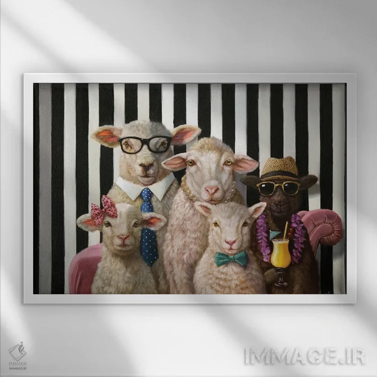 تابلو دکوراتیو پرتره خانوادگی اثر لوسیا هفرنان - نمای قابدار سفید